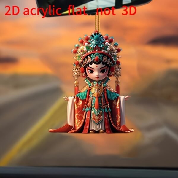 Acrylic Peking Opera Character Pendant with Chinese Style, Theatrical Decor, Keychain, Trendy Bag Charm