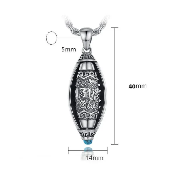 Tibet Om Mani Padme Hum Protection Necklace Rotatable Pendant