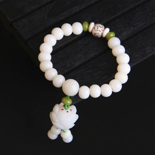 Lotus Natural White Bodhi Seed Luck Bracelet