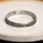 Om Mani Padme Hum Heart Sutra Mantra Lotus Peace Meditation Cuff Bracelet Bangle