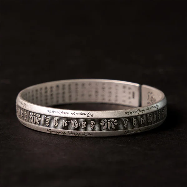 Om Mani Padme Hum Heart Sutra Mantra Lotus Peace Meditation Cuff Bracelet Bangle