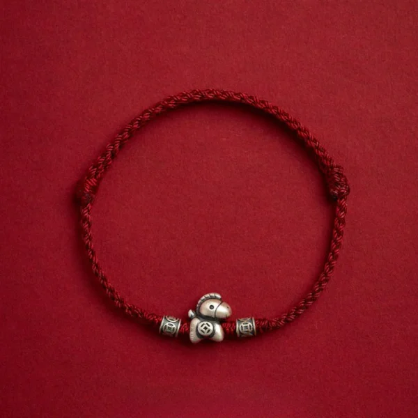 Year of the Horse 999 Sterling Silver String Braided Protection Bracelet
