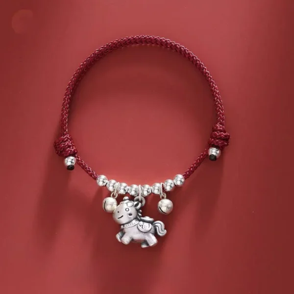 Year of the Horse 999 Sterling Silver String Braided Protection Bracelet