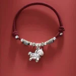 Year of the Horse 999 Sterling Silver String Braided Protection Bracelet
