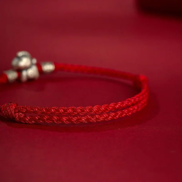 Year of the Horse 999 Sterling Silver String Braided Protection Bracelet