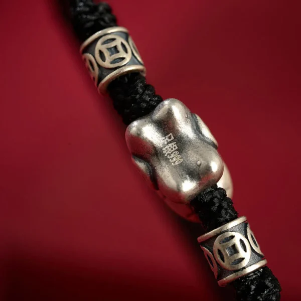 Year of the Horse 999 Sterling Silver String Braided Protection Bracelet