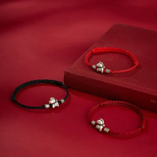 Year of the Horse 999 Sterling Silver String Braided Protection Bracelet