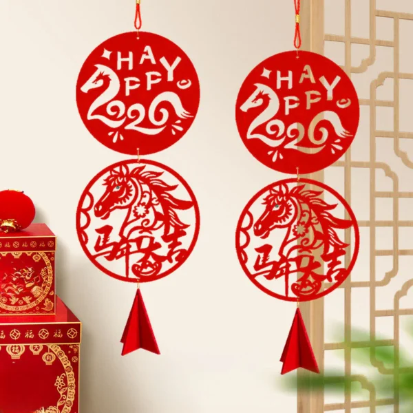 Year of the Horse HAPPY 2026 Luck Chinese New Year Spring Festival Hanging Decoration