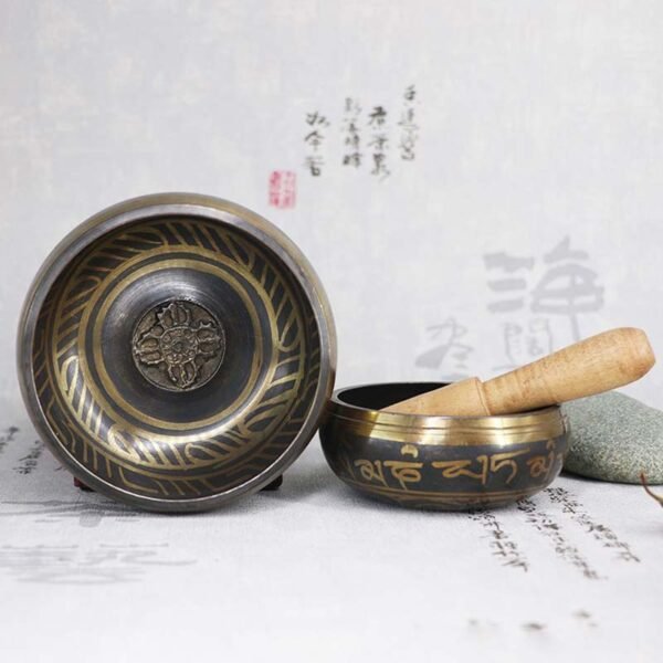Tibetan Meditation Bowl for Healing and Mindfulness Om Mani Padme Hum Singing Bowl