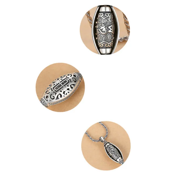 Tibet Om Mani Padme Hum Protection Necklace Rotatable Pendant