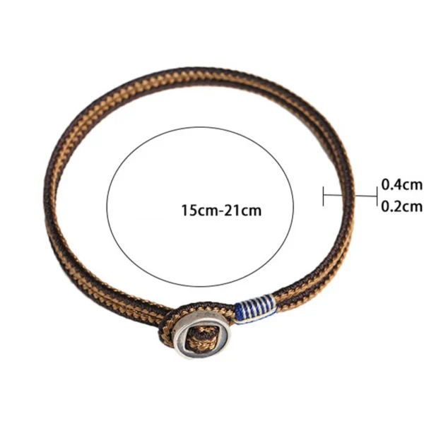 925 Sterling Silver Handmade Button Protection Weave String Bracelet