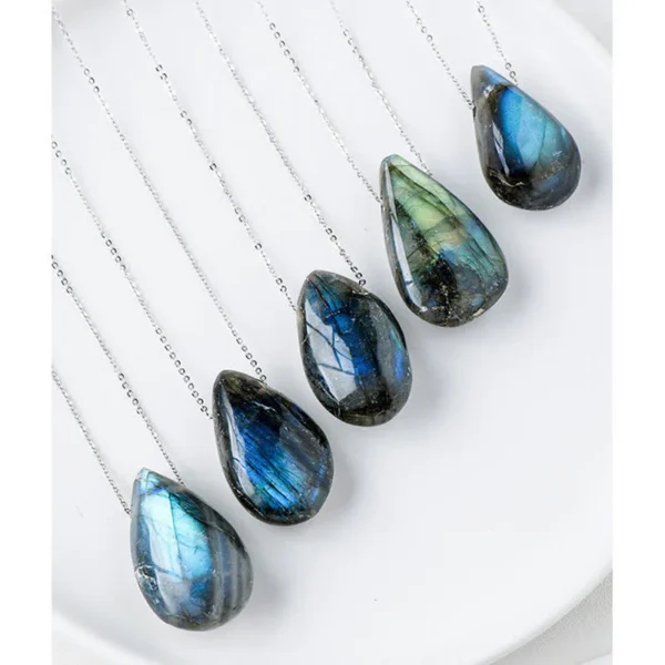 Labradorite Water Drop Support Healing Necklace Pendant