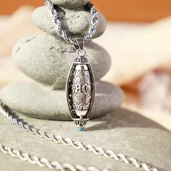 Tibet Om Mani Padme Hum Protection Necklace Rotatable Pendant