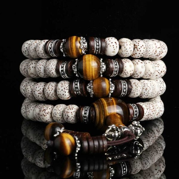 Handmade Tibetan Tiger Eye Bodhi Seed Peace Bracelet