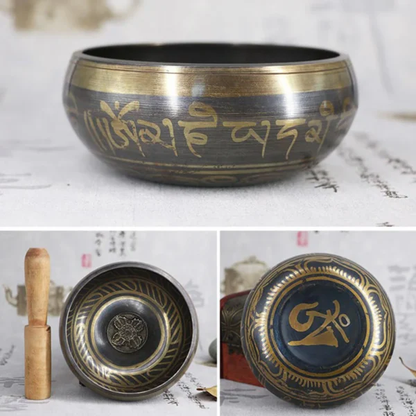 Tibetan Meditation Bowl for Healing and Mindfulness Om Mani Padme Hum Singing Bowl