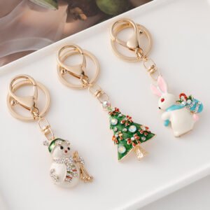 Christmas series keychains, cute Christmas tree ornaments, dripping metal pendants, Christmas decorations.