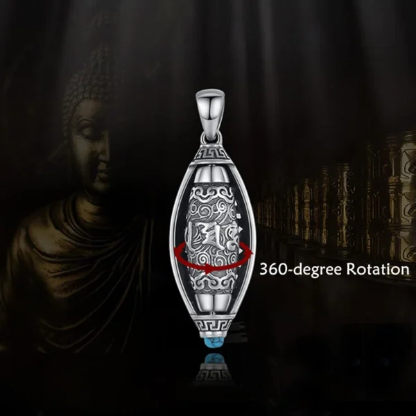 Tibet Om Mani Padme Hum Protection Necklace Rotatable Pendant
