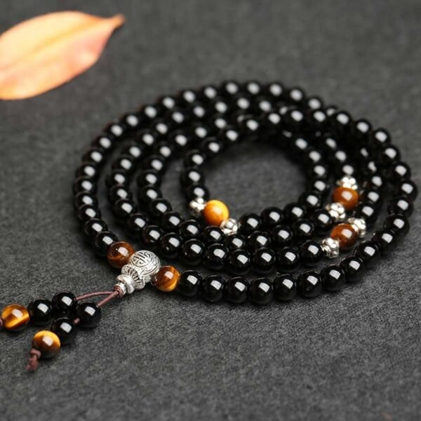 108-bead unisex obsidian tiger's eye prayer bead bracelet