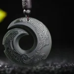 One's Luck Improves Design Patern Hetian Cyan Jade Peace Buckle Luck Necklace Pendant