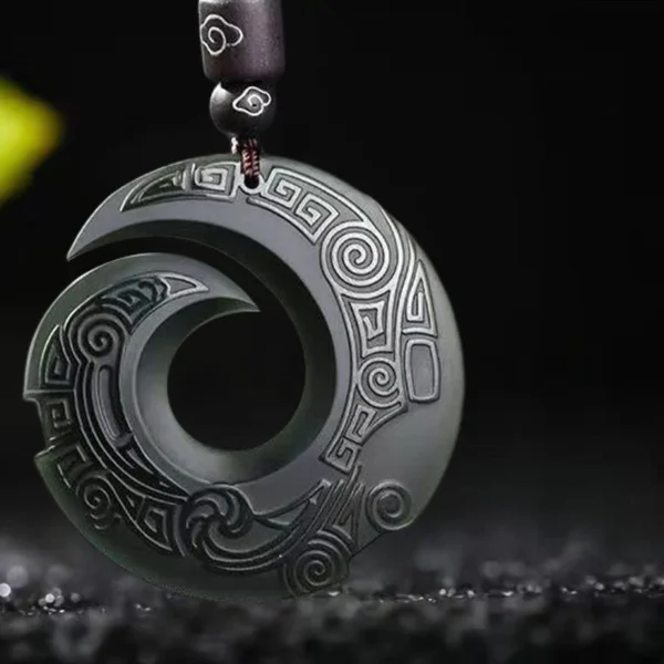 One's Luck Improves Design Patern Hetian Cyan Jade Peace Buckle Luck Necklace Pendant