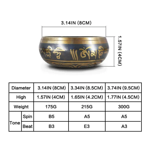 Tibetan Meditation Bowl for Healing and Mindfulness Om Mani Padme Hum Singing Bowl