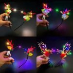 Christmas Red Reindeer Antler Headband for Girls and Children, Hair Clip, Headwear, Forest Style Reindeer Headband, Holiday DecorationSet (10 pieces)