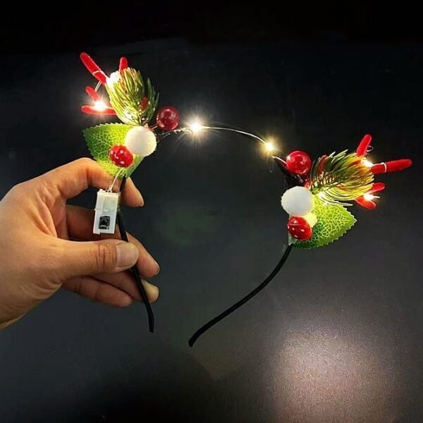 Christmas Red Reindeer Antler Headband for Girls and Children, Hair Clip, Headwear, Forest Style Reindeer Headband, Holiday DecorationSet (10 pieces)