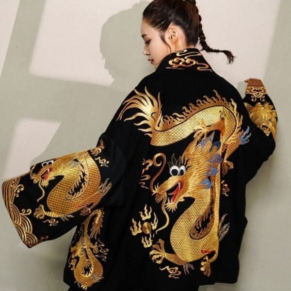 Chinese style dragon pattern embroidered jacket