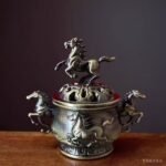 Chinese Retro Style Double-Eared Horse Incense Burner Ornament
