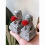 Miniature Stone Lion Ornaments, Chinese Style Desktop/Doorway Decoration (Pair)