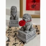 Miniature Stone Lion Ornaments, Chinese Style Desktop/Doorway Decoration (Pair)