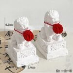 Miniature Stone Lion Ornaments, Chinese Style Desktop/Doorway Decoration (Pair)