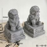 Miniature Stone Lion Ornaments, Chinese Style Desktop/Doorway Decoration (Pair)