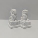 Miniature Stone Lion Ornaments, Chinese Style Desktop/Doorway Decoration (Pair)