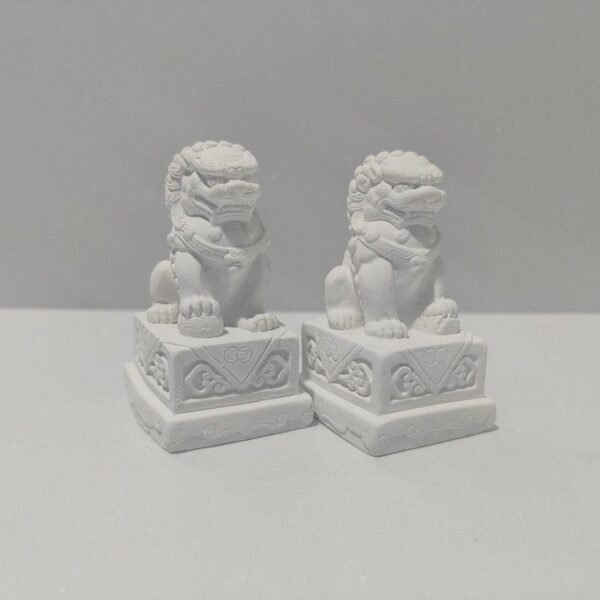 Miniature Stone Lion Ornaments, Chinese Style Desktop/Doorway Decoration (Pair)
