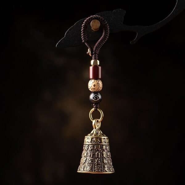 Pure Brass Heart Sutra Bell Keychain Pendant