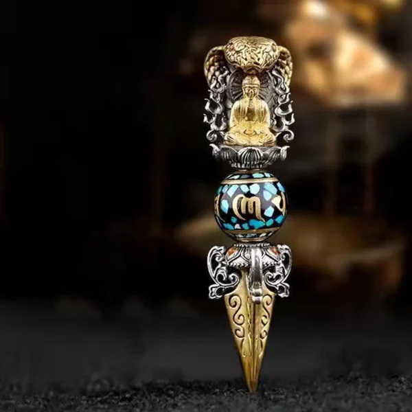 Tibetan Om Mani Padme Hum Buddha Wealth Rotation Necklace Vajra Pendant