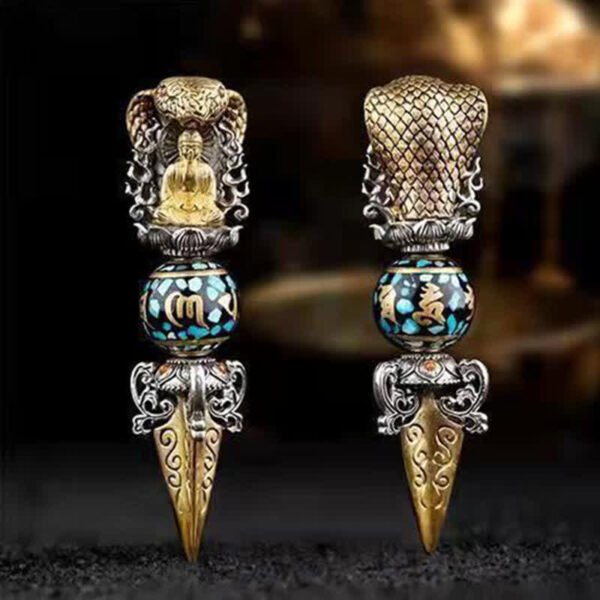 Tibetan Om Mani Padme Hum Buddha Wealth Rotation Necklace Vajra Pendant