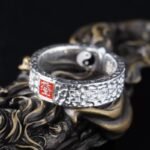 Longhushan Taoist Culture Silver Ring, Ziwei Taboo (Mountain Spirit Thunder Ancestor, Rain-Grand Ear) Protective Ring