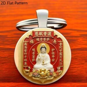 Guanyin Bodhisattva peace pendant keychain, auspicious and exquisite car charm.