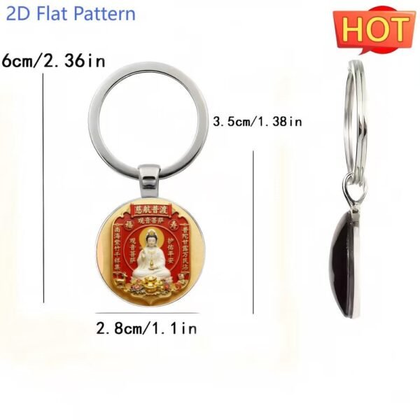 Guanyin Bodhisattva peace pendant keychain, auspicious and exquisite car charm.