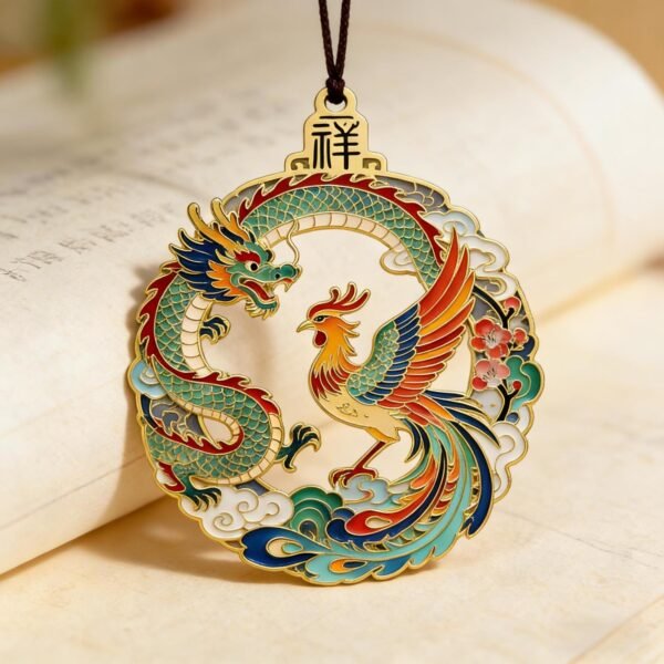 Dragon and Phoenix Auspicious Metal Bookmark, Chinese Style, High-End Cultural and Creative Gift, Suitable for Friends and Teachers