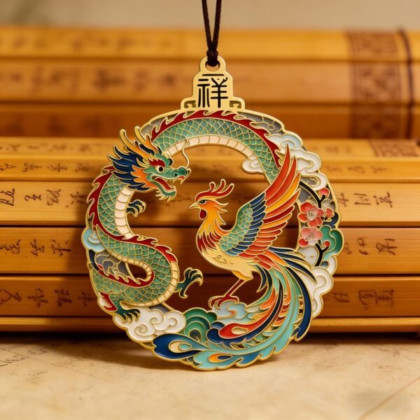 Dragon and Phoenix Auspicious Metal Bookmark, Chinese Style, High-End Cultural and Creative Gift, Suitable for Friends and Teachers