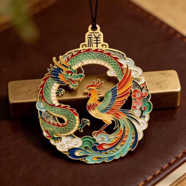 Dragon and Phoenix Auspicious Metal Bookmark, Chinese Style, High-End Cultural and Creative Gift, Suitable for Friends and Teachers